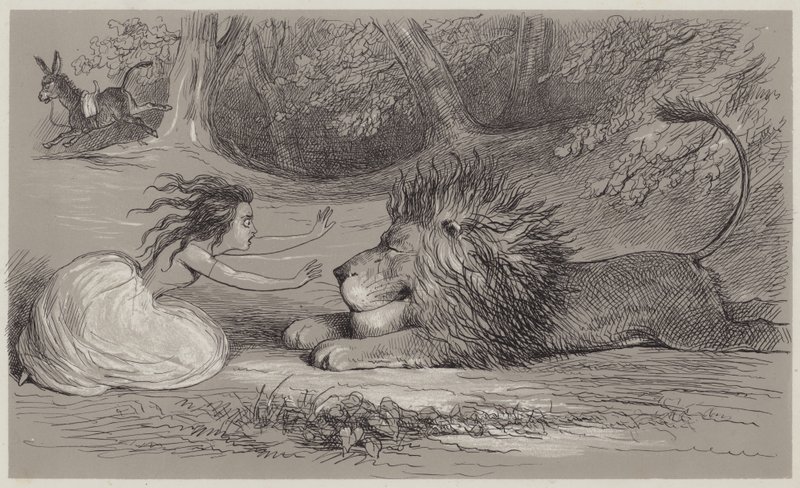 Una och lejonet (akvatint) av Richard Doyle