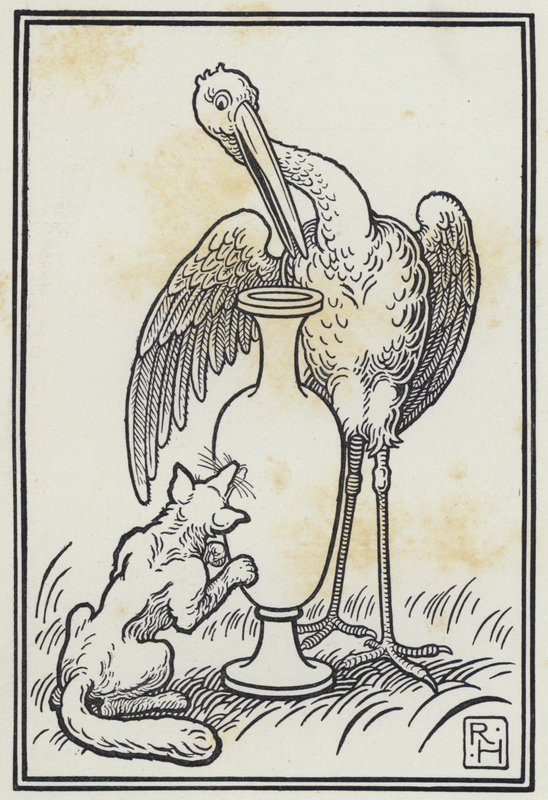 Räven och storken (gravyr) av Richard Heighway