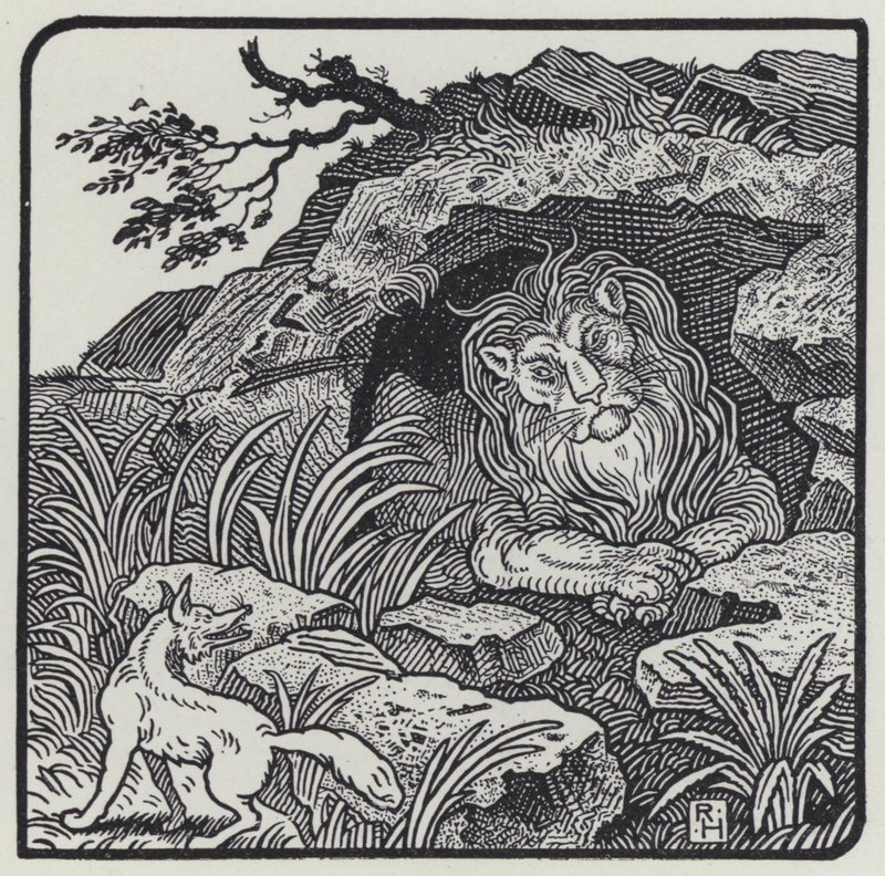 Lejonet, räven och odjuren (gravyr) av Richard Heighway