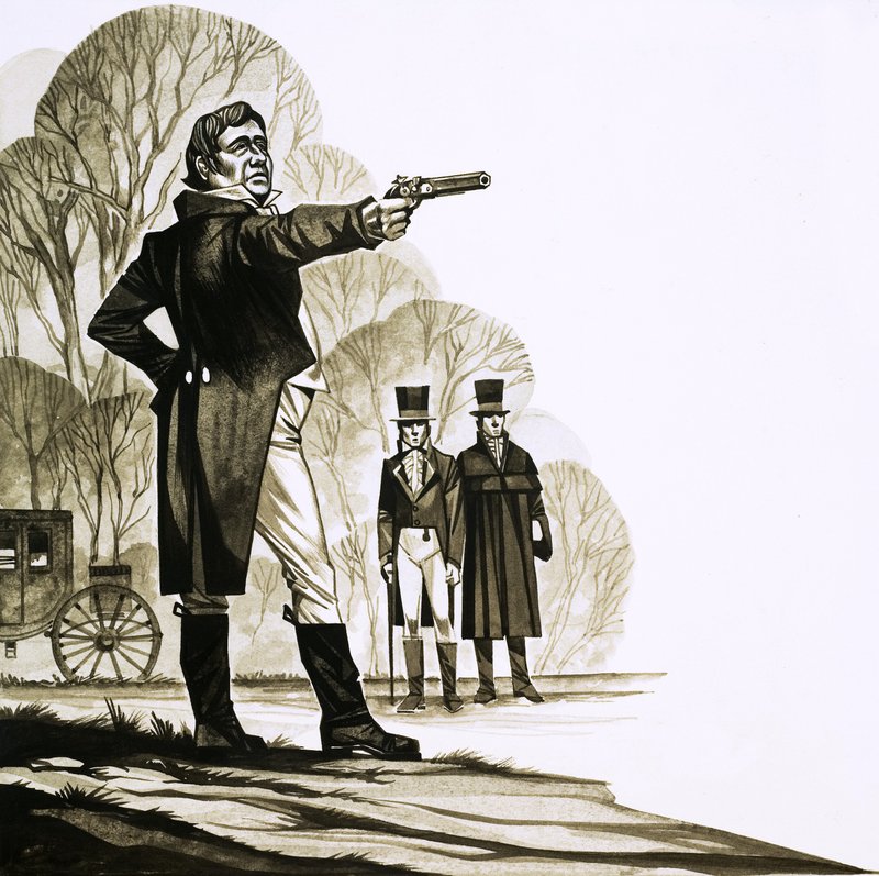 En georgiansk gentleman duellerar med pistol av Richard Hook