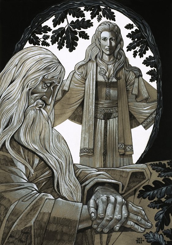 Merlin och Vivian, älvan Lady of the Lake av Richard Hook