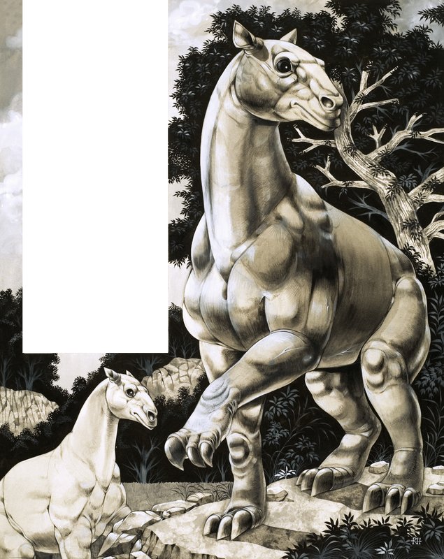 Moropus, en forntida typ av häst med tre enorma klor av Richard Hook