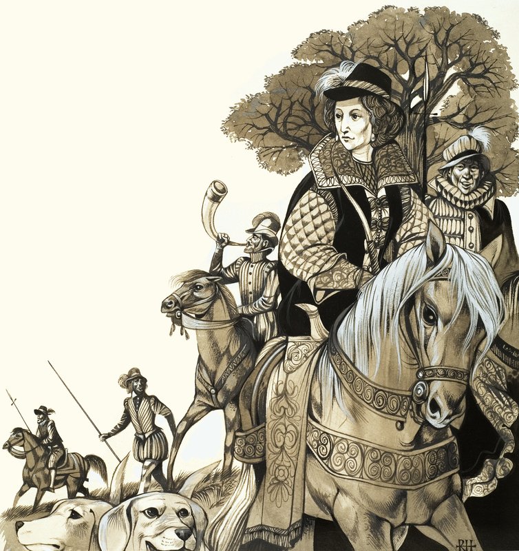 Unga Elizabeth I ute på jakt av Richard Hook