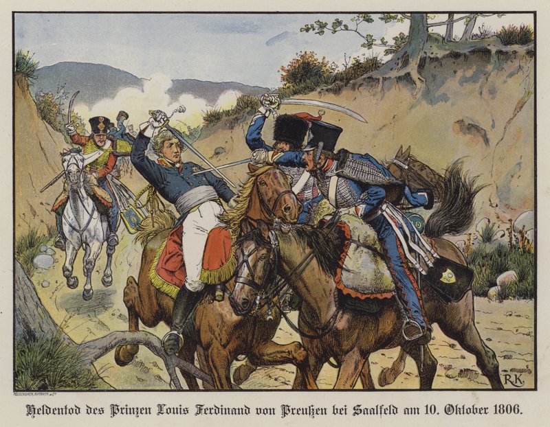 Prins Louis Ferdinand av Preussens heroiska död i slaget vid Saalfeld av Richard Knotel