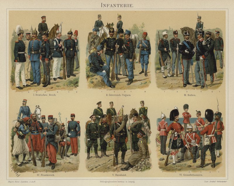 Infanteri av europeiska arméer (färg litho) av Richard Knotel