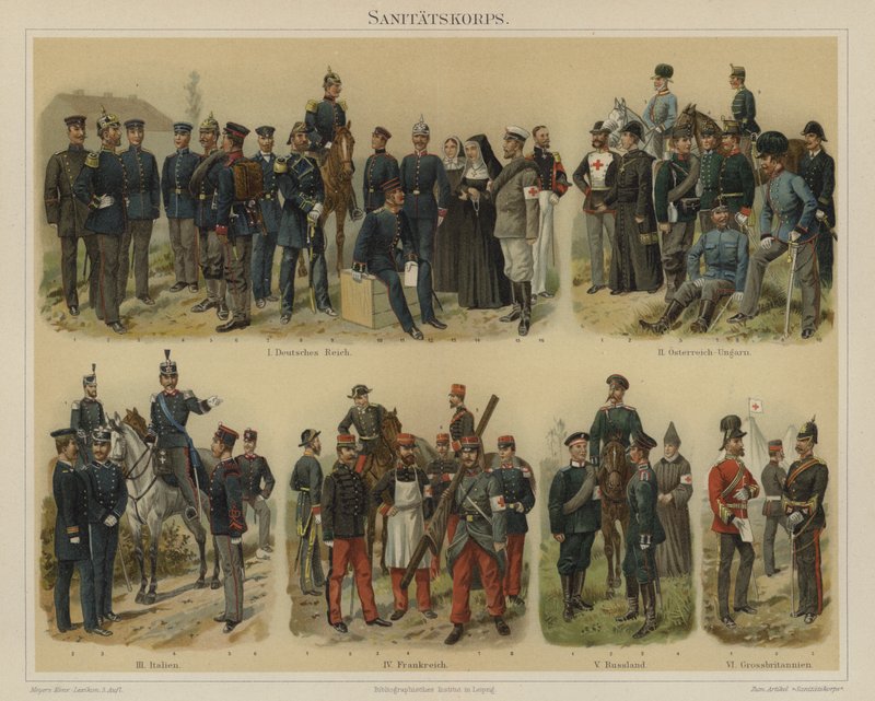 Läkarkår av europeiska arméer (färg litho) av Richard Knotel
