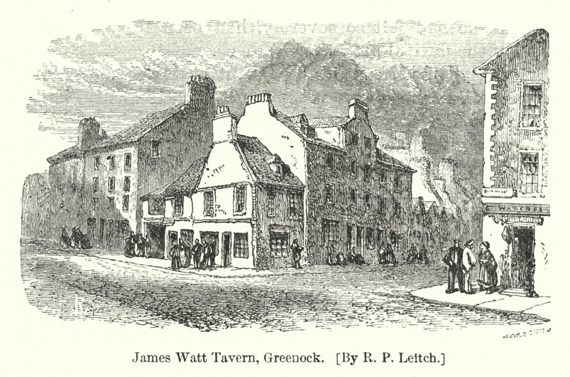 James Watt Tavern, Greenock (gravyr) av Richard Principal (after) Leitch