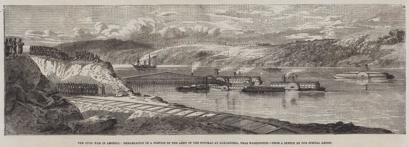 Inbördeskriget i Amerika, Ombordstigning av en del av Army of the Potomac i Alexandria, nära Washington av Richard Principal Leitch