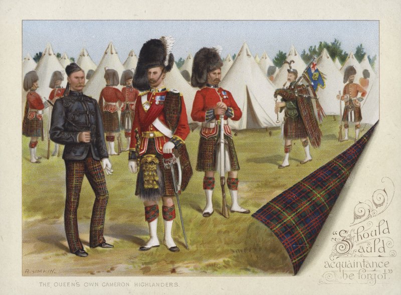 Drottningens egna Cameron Highlanders (kromolit) av Richard Simkin