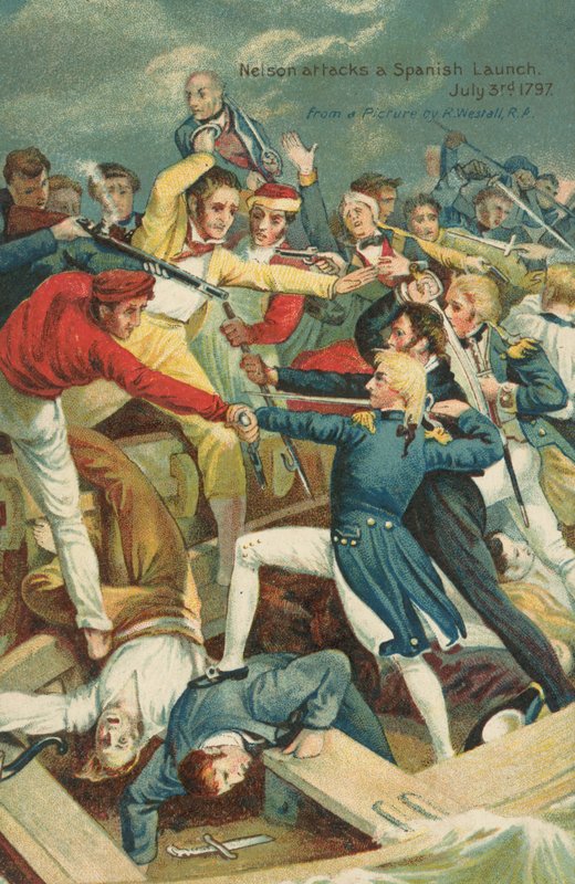 Nelson attackerar en spansk lansering av Richard after Westall