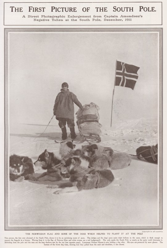 Den första bilden av sydpolen (s/v foto) av Roald Engelbergt Gravning Amundsen