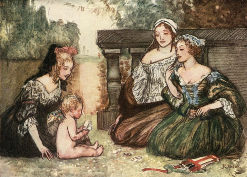 Cupid och min Campaspe spelade på kort för kyssar av Robert Anning Bell