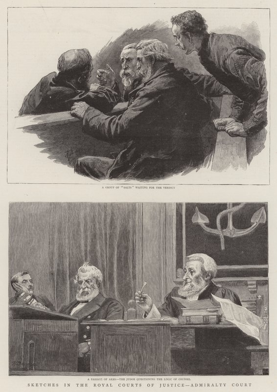 Skisser i Royal Courts of Justice, Amiralitetsdomstolen av Robert Barnes