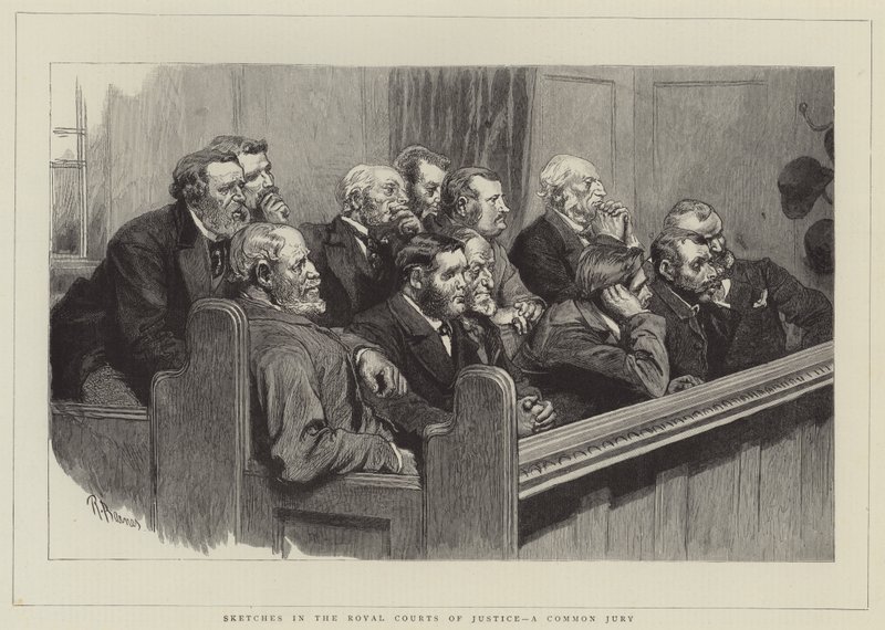Skisser i Royal Courts of Justice, en gemensam jury av Robert Barnes