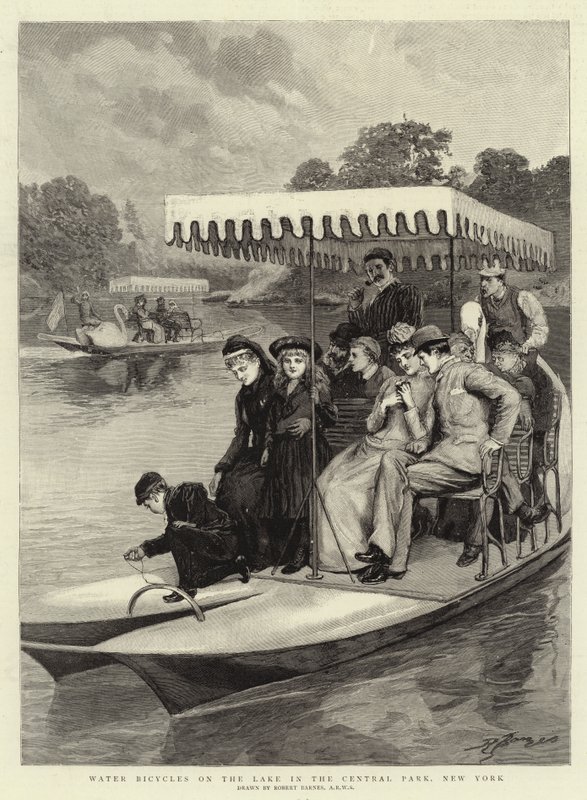 Vattencyklar på sjön i Central Park, New York av Robert Barnes