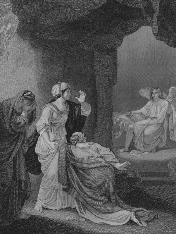 Marie vid graven, Markus 16, vers 1-9 av Robert after Smirke