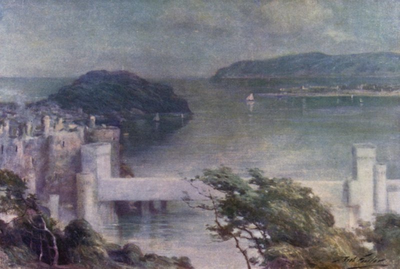 Conway från Benarth, Early Morning (färg litho) av Robert (after) Fowler