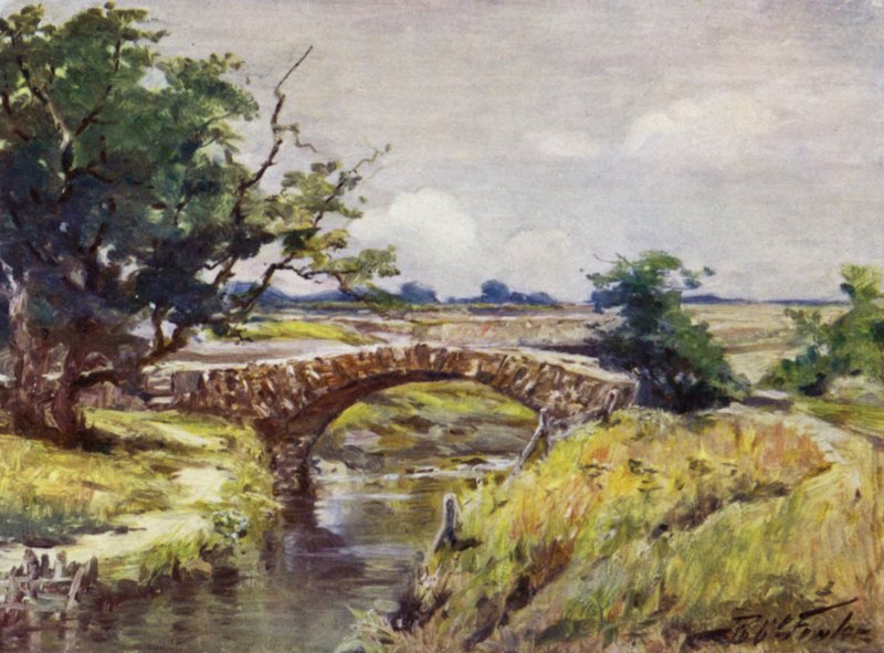 Gamla romerska bron, nära Swansea (färglitografi) av Robert (after) Fowler