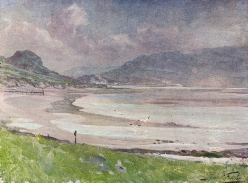Silvery Light, Conway Shore (färg litho) av Robert (after) Fowler