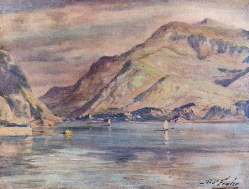 Snowdon från Cwm-y-Glo (färg litho) av Robert (after) Fowler