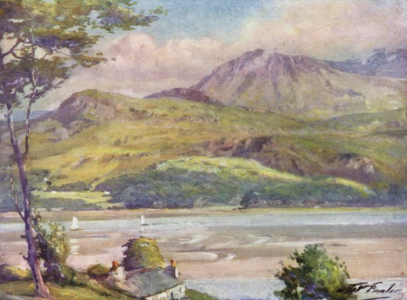 The Shore nära Harlech, Afternoon (färg litho) av Robert (after) Fowler