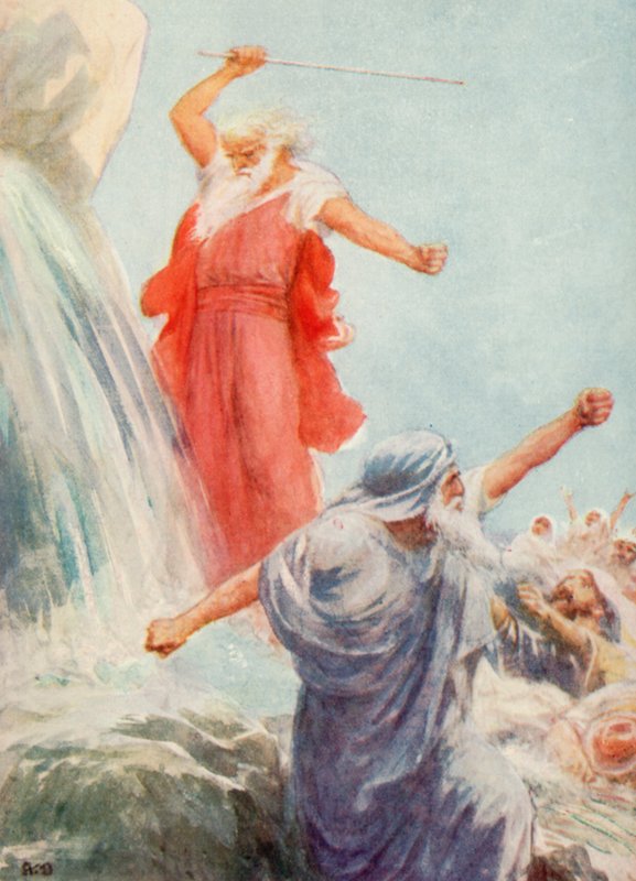 Smiting the Rock (färg litho) av Robert Ambrose Dudley