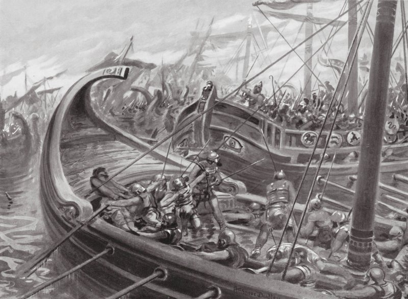 Den fokéiska flottan besegrar kartagerna (litografi) av Robert Ambrose Dudley