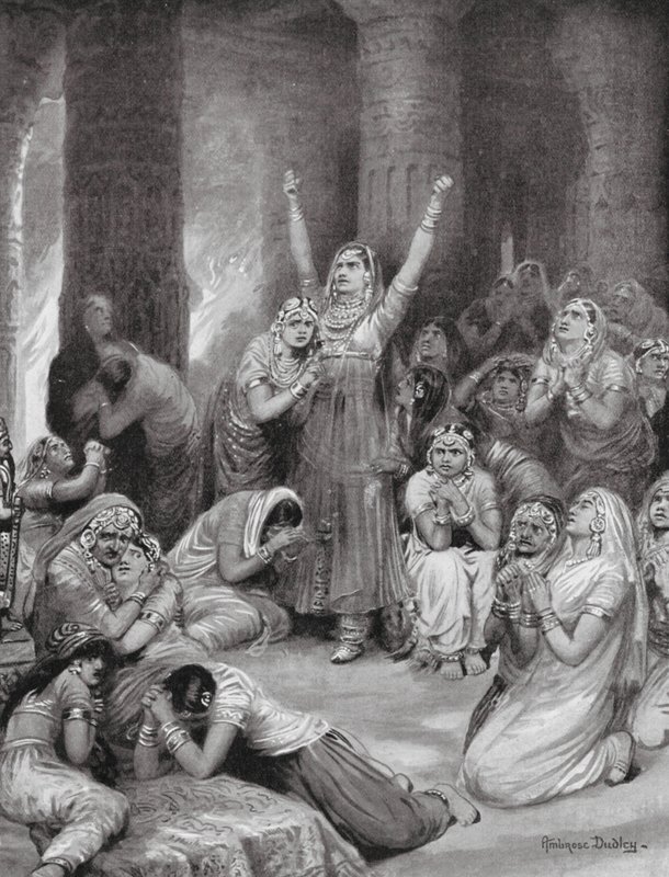 Rajput-ceremonin Jauhar (förintelse) av Robert Ambrose Dudley