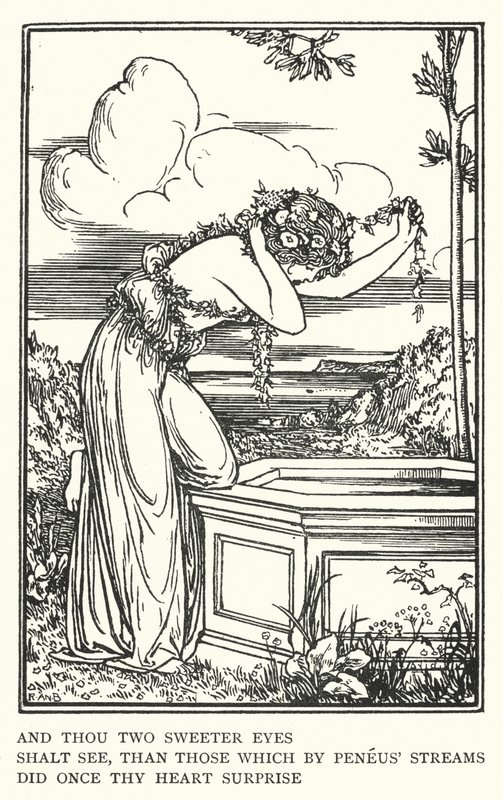 Och du två sötare ögon, ska se, än de som vid Peneus strömmar, en gång överraskade ditt hjärta (litho) av Robert Anning Bell