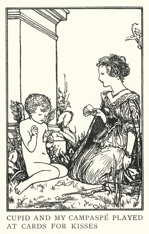 Cupid och min Campaspe spelade på kort för kyssar (litho) av Robert Anning Bell