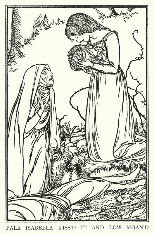 Illustration till dikter av John Keats: Isabella eller Basilikakrukan (litografi) av Robert Anning Bell