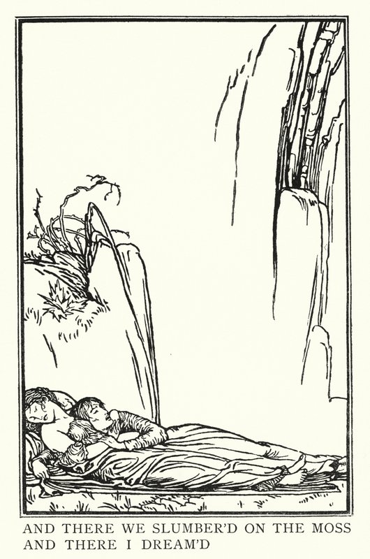 Illustration till dikter av John Keats: La Belle Dame Sans Merci (litho) av Robert Anning Bell