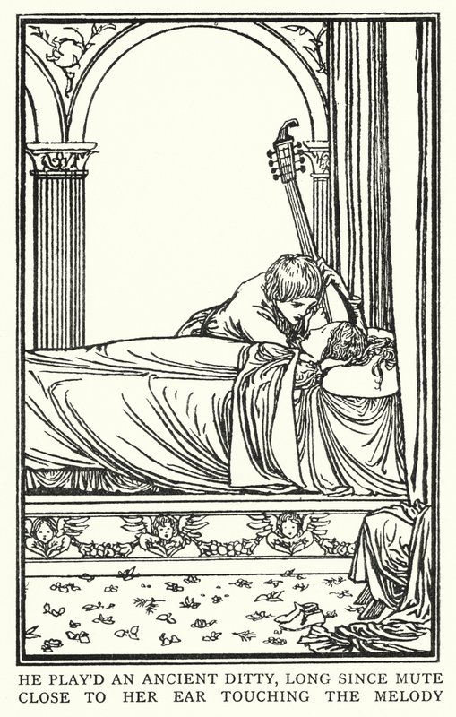 Illustration til digte af John Keats: The Eve of St Agnes (litho)swed av Robert Anning Bell