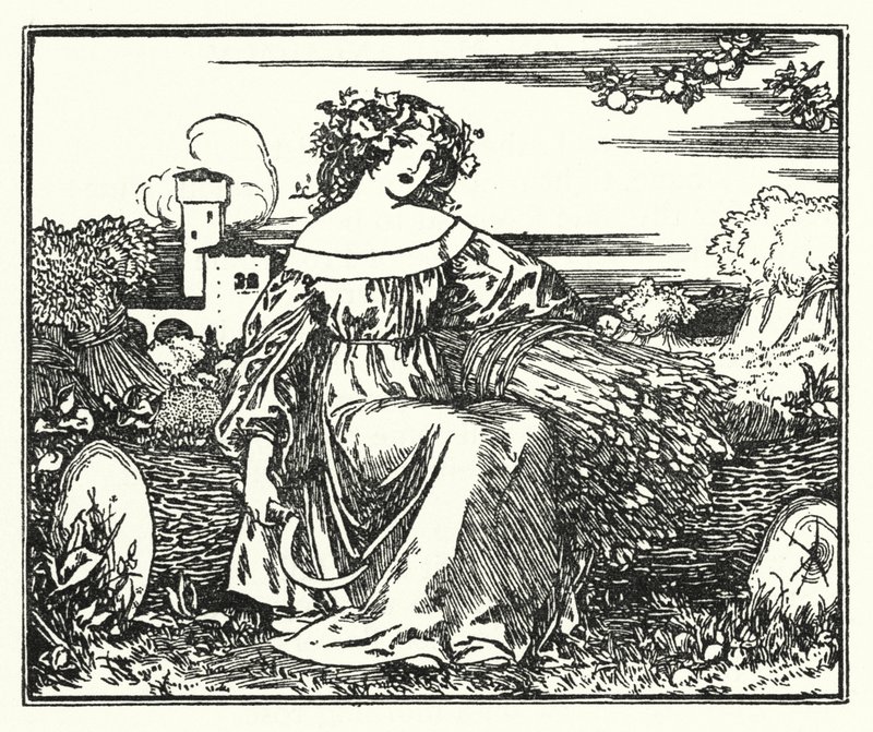 Illustration till dikter av John Keats: To Autumn (litho) av Robert Anning Bell