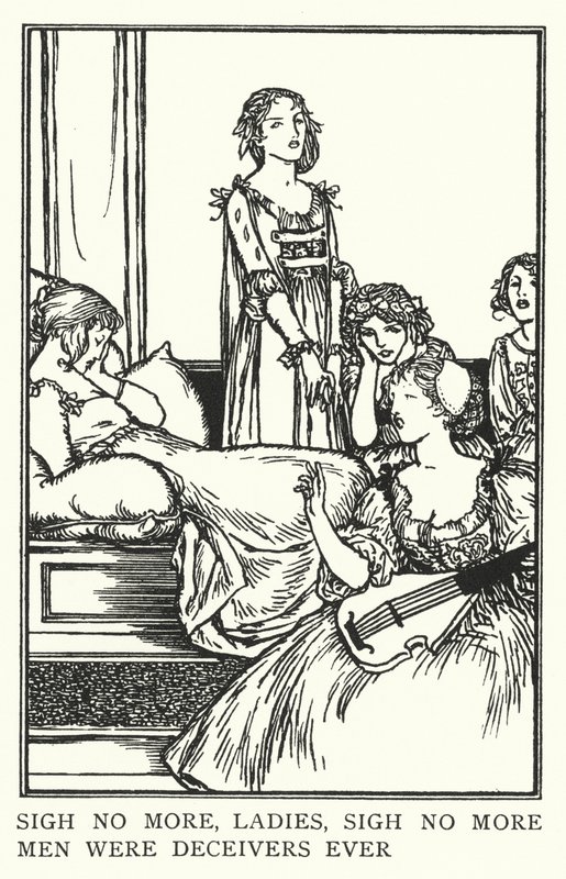 Skriv inte mer, mina damer, suck inte mer, män var någonsin bedragare (litho) av Robert Anning Bell