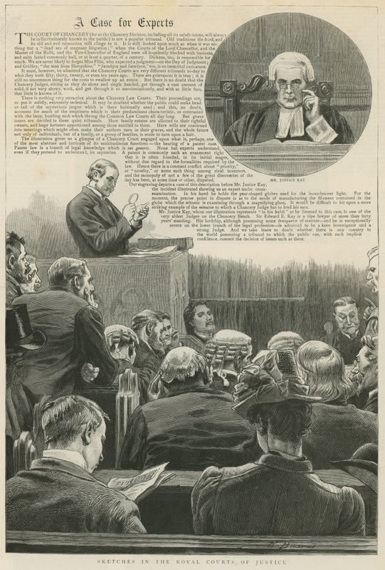 Ett fall för experter: Skisser från Royal Courts of Justice; med en vinjett av Mr Justice Kay av Robert Barnes
