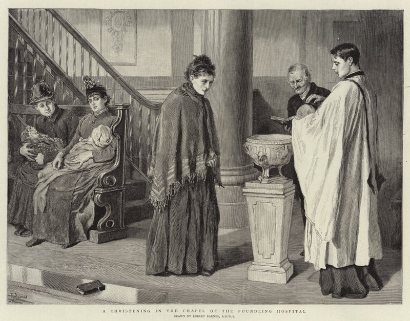 Ett dop i kapellet på Foundling Hospital av Robert Barnes