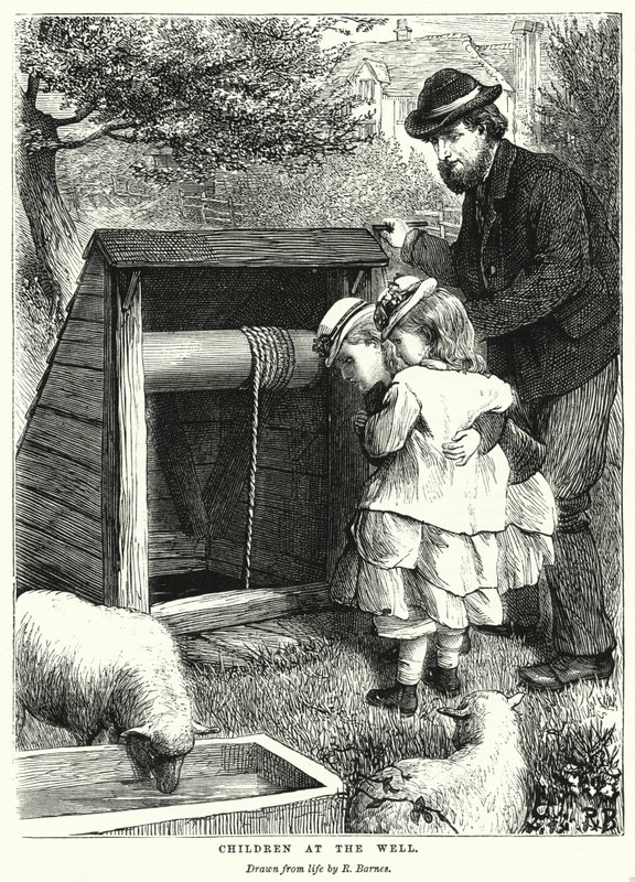 Barn vid brunnen (gravyr) av Robert Barnes