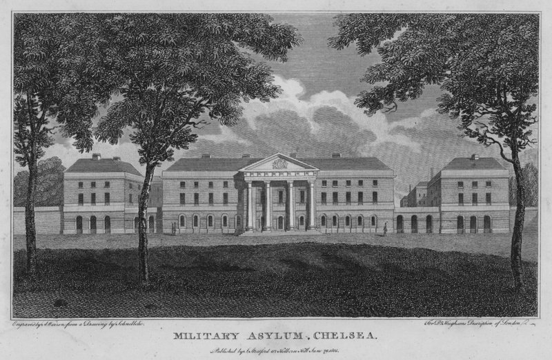 Military Asylum, Chelsea (gravyr) av Robert Blemell (after) Schnebbelie