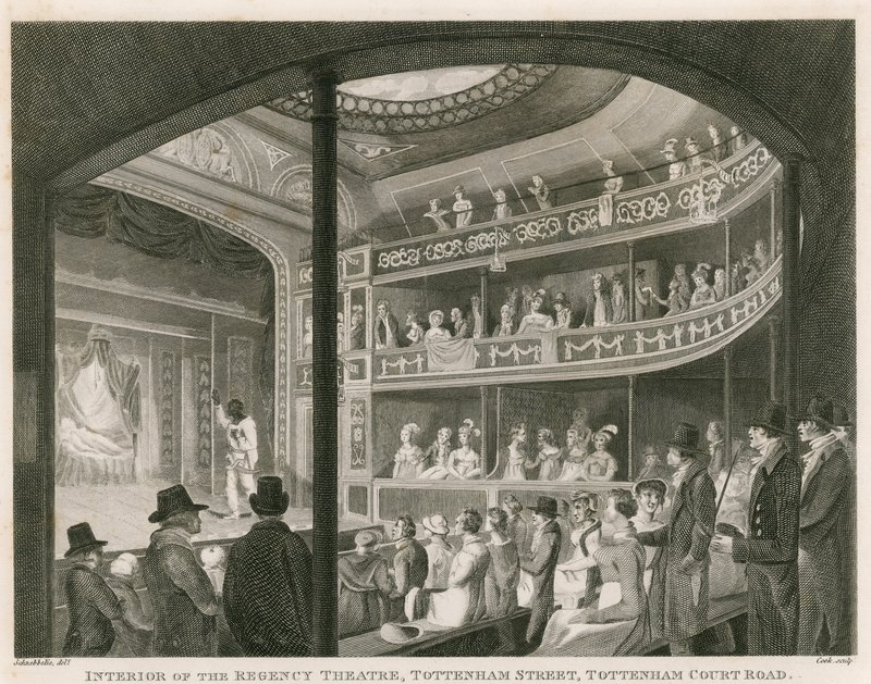 Interiör av Regency Theatre, Tottenham Street, Tottenham Court Road, London av Robert Blemell Schnebbelie