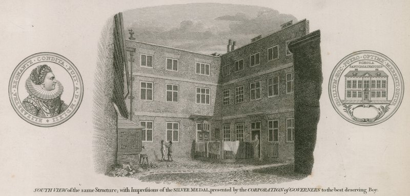 Södervy av Queen Elizabeths Free Grammar School, St Saviour