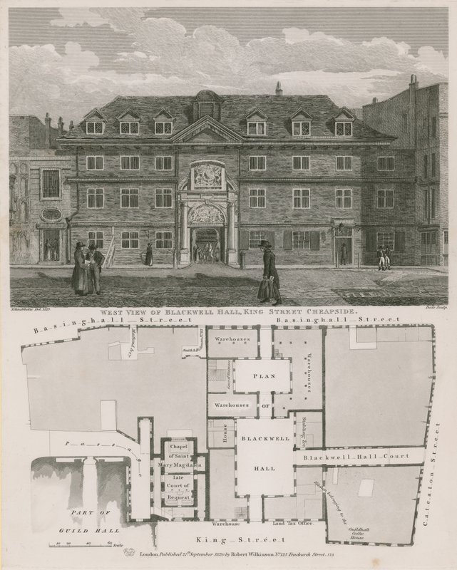Västerläge av Blackwell Hall, King Street, Cheapside av Robert Blemell Schnebbelie