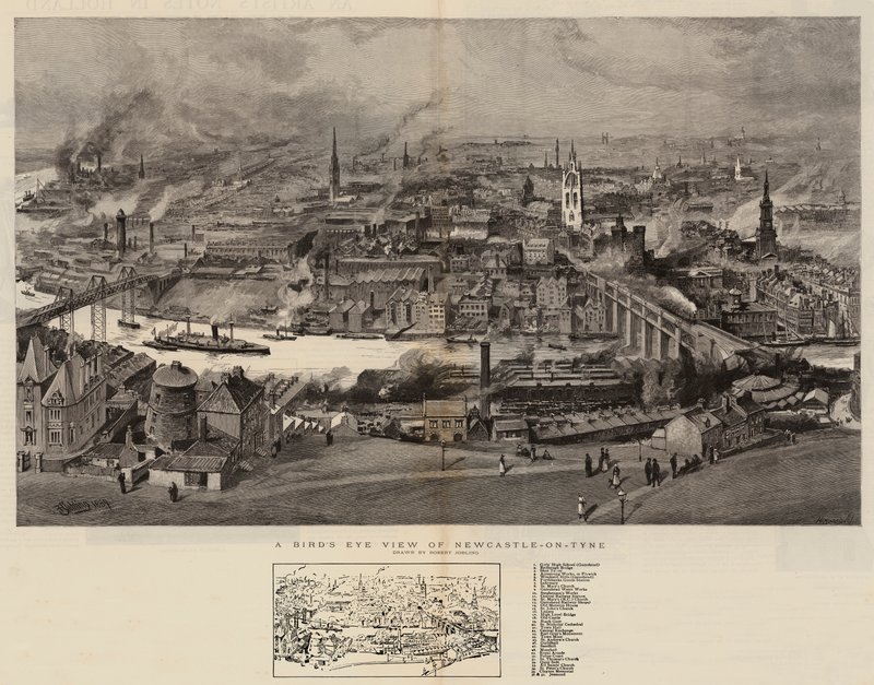 Ett fågelperspektiv över Newcastle-on-Tyne av Robert Jobling