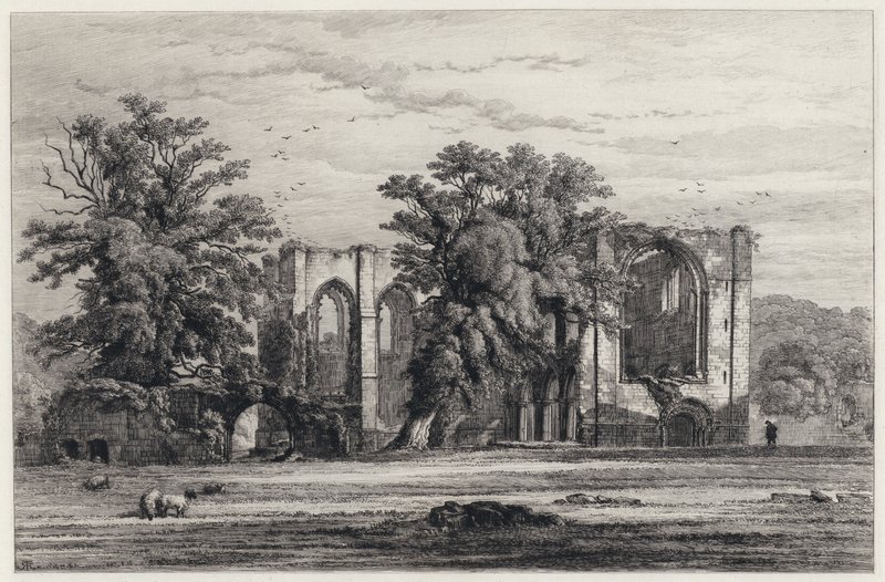 Furness Abbey (etsning) av Robert Kent (after) Thomas