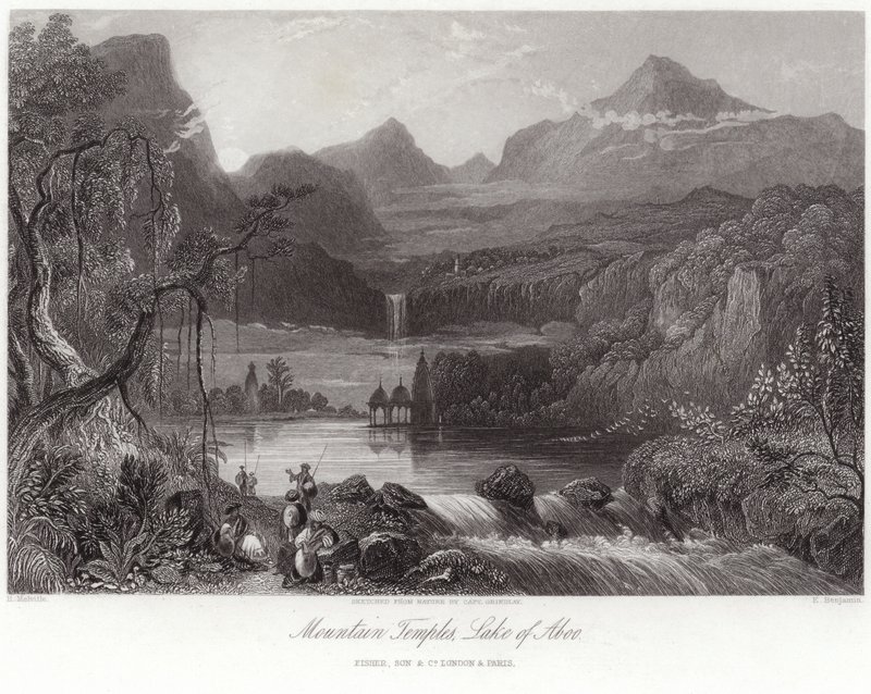 Tempel i bergen vid sjön Aboo av Robert Melville Grindlay