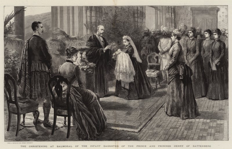 Dop på Balmoral av prinsens och prinsessan Henriks spädbarnsdotter av Battenberg av Robert Pritchett