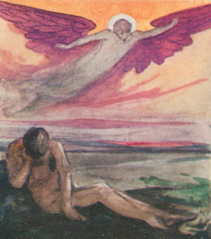 Illustration till The Dream Of Gerontius av kardinal Newman av Robert Traill Rose