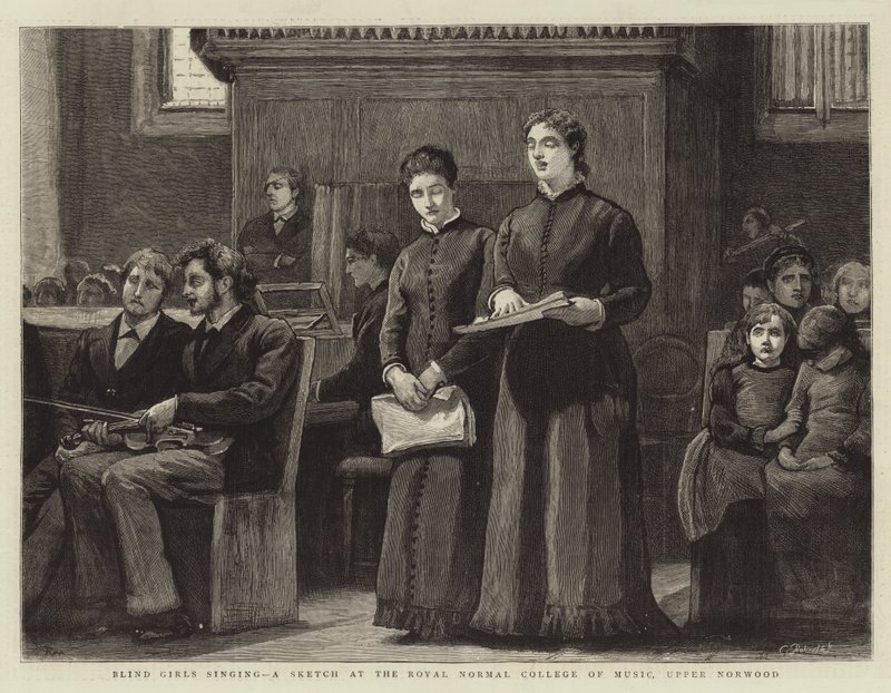 Blind Girls singing, en sketch vid Royal Normal College of Music, Upper Norwood av Robert Walker Macbeth