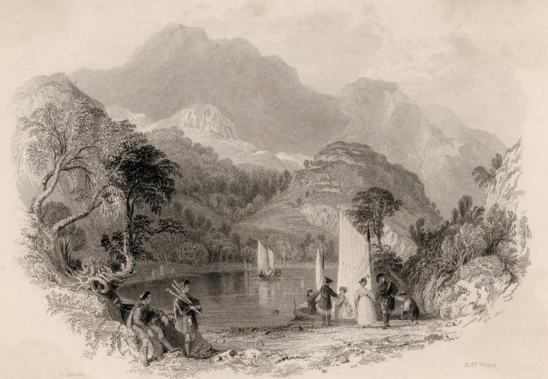 Pass of the Trossachs, Loch Katrine, Skottland (gravyr) av Robert Wallis