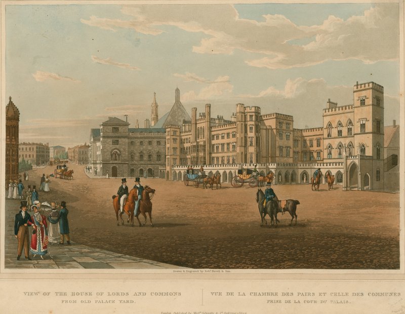 Utsikt över Houses of Lords and Commons från Old Palace Yard av Robert the Elder and Younger Havell